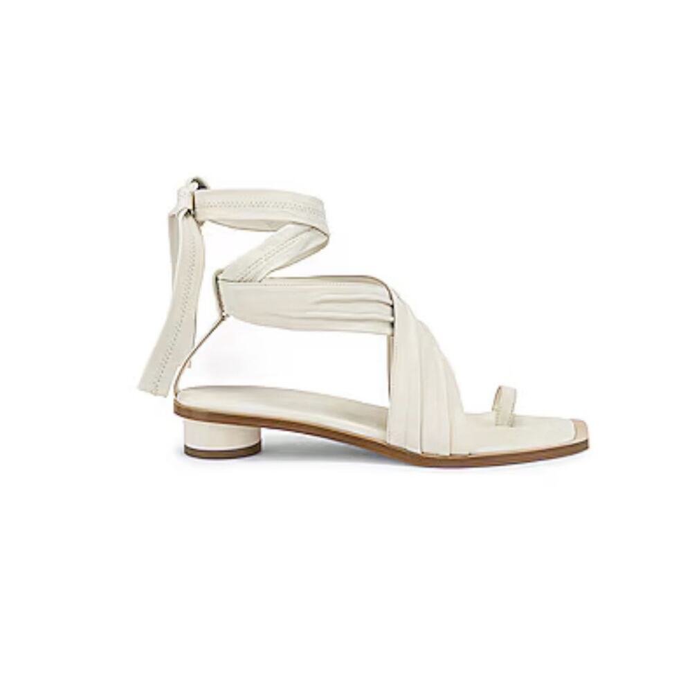 Revolve Tibi Miles Ivory Leather Ankle Wrap Strap Sandals 37= Sz 7 US EUC Vibram - Picture 2 of 8